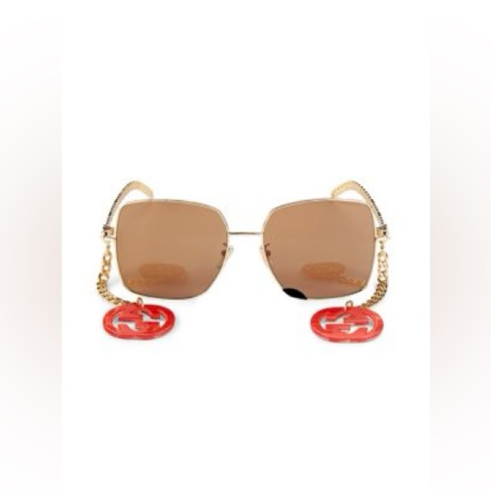 Gucci 61mm Rectangular Sunglasses With Detachable… - image 3